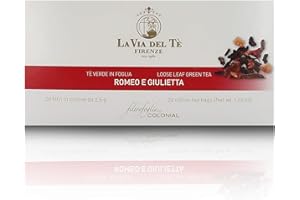 LA VIA DEL TÈ Romeo e Giulietta, Miscela di tè Verdi alla Fragolina, Astuccio con 20 Filtri da 2,5g - 50g