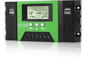 WEINUOER MPPT 60A Regolatore di Carica Solare 12V/24V Regolatore di Carica Automatico da Con sensore di temperatura e display LCD 4 porte USB per Pannelli Solari 12V 24V batterie al piombo/litio