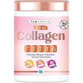 TABVITAMINS All in Collagen 30 Service Aroma-Free Hydrolyzed Collagen Peptides Type 1 Type 2 Type 3 Type 5 Type 10 Acacia Gamum Egg