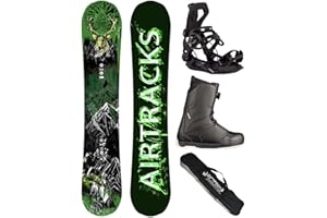 AIRTRACKS Snowboard Set/Pack/Planche Jungle Hero Wide Hybrid Rocker + Fixations Master + Chaussures + SB Sac / 152 155 159 cm