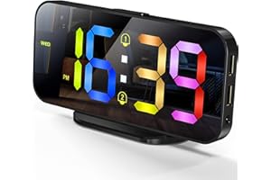 EDUP LOVE Digital Alarm Clocks, LED Electronic Clock, Snooze Mode, 12/24H, Auto Adjust Brightness, Modern Desk & Wall Clocks for Bedroom Living Room Office - Black