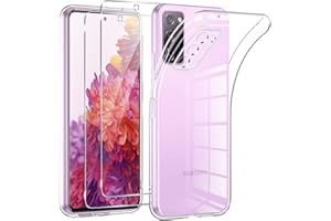 Phoona Coque pour Samsung Galaxy S20 FE 4G/5G avec 2 Pièces Protection Écran en Verre Trempé,Ultra Transparente Silicone en Gel TPU Souple pour Samsung S20 FE Couqe,Antichoc Anti-Jaune Etui Bumper