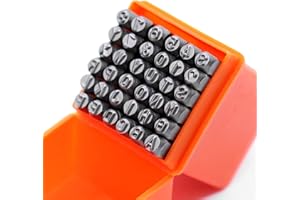 RUNYU® A-Z Schlagbuchstaben 4mm Schlagzahlen 0–9 Punziereisen Set, Metall Schlagstempel Zahlen für Metall Leder Holz DIY-Schnitzprägungen (36 Stück)