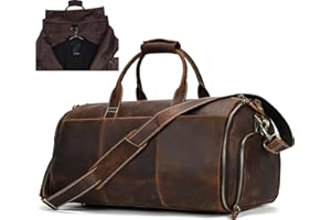 NEWSBIRDS Anzugsack, Reisetasche Herren echt Leder, Weekender Kleidersack Reisetasche Anzugsack 2 in 1 Garment Bag mit Schuhfach, Sporttasche Weekender Reisetasche für Herren, 2201 braun