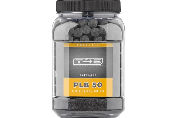 T4E PLB 50 paintball kulor grå, polybollar, kaliber 0,50, 500 stycken | Grå polyballs för T4E-markerare, perfekt för träning och platinking