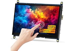 CUQI 7-tums miniskärm HD IPS 1024 x 600 HDMI-skärm pekskärm för Raspberry Pi 3/4/5, PC, Windows, Xbox, kamera