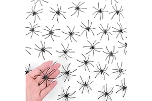 LEEPAT 50 Pieces Halloween Spooky Black Plastic Spiders for Halloween Party Decorations | Prank Realistic Scary Spiders Toy for Kids Party Decorations, 4.5cm