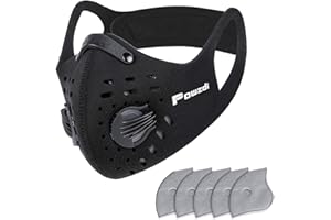 Powzdi Masque de Cyclisme Anti-poussière Masque Anti-poussière Réutilisable avec Filtre en Carbone pour Moto, Travail du Bois, Cyclisme, Course à Pied