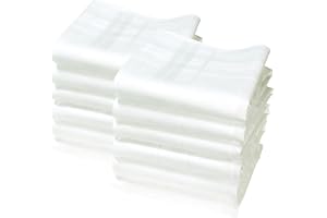 Näsdukar i Tyg - Modell CAMILLE - 100% Bomull - Tråd 40S - Klassisk Vit - Cirka 35cm x 35cm
