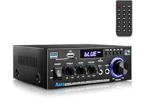 WOOPKER AK45 HiFi Verstärker mit Bluetooth 5.0,400W Mini Verstärker HiFi Stereo,2 Kanal Audio Verstärker Receiver w/UKW-Radio,RCA,SD,USB-Karteneingang, für Zuhause, Studio