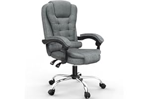 rattantree Executive Office Chair with High Back Large Seat, Durable Ergonomic Recliner Computer Chair, Fabric Gaming Chair with Tilt Function, Desk Chair for Office and Home, Dark Grey