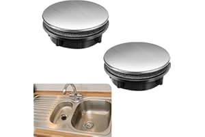 QESSUVNC 2 Pcs Sink Hole Cover Kitchen SinkTap Hole Cover Stainless Steel Plate Stopper Cover Faucet Hole Cover Overflow Drain Cover Sink Accessories (1.1 to 1.7 Inch in Diameter)