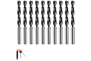 DOMICUBES 10 Pièces Forets à Bois Hélicoïdaux 3mm, Mèches Hélicoïdales Ensemble de Forêts Bois Forets Hélicoïdaux pour des Perçages Propres et une Trajectoire Rectiligne Stable Culpture Gravure