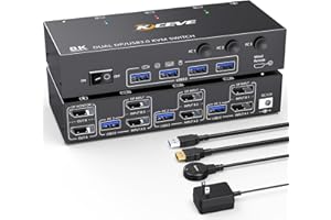 KVM Switch 3 Computer 2 monitory, KCEVE Displayport USB 3.0 przełącznik KVM do dwóch monitorów, obsługuje 4K 60 Hz dla komputerów 3 DP, które dzielą się 2 monitorami DP, klawiaturą i myszą