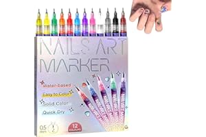 YSINOBEAR Nail Art Pens,Nail Art Markers for Gel Nails 12 Colors Nail Art Pens Set,DIY Nail Art Marker Drawing Painting Liner Pen,Quickly Dry Nail Art Nail DIY Decoration,0.5mm Nail Varnish Pen (1 Set)
