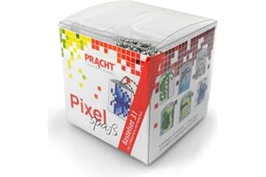 Pracht Creatives Hobby Pixel P90069-63501 Kit de bricolage amusant 31 pour enfants, système d'assemblage simple avec des petites pierres en bioplastique pour créer 6 porte-clés (médaillons)