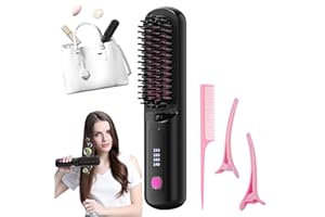 VUTLACE Numoya Go Brush Pro Cordless Portable Straightener, Hair Gobrush Pro Rechargeable Straightener Hot Comb Fast Heating for Travel and Everyday Use(Black1)