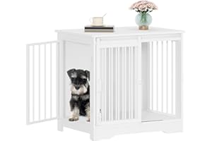 Hzuaneri 69 cm Gabbia per Cani, Tavolo Supplemento, Nicchia Moderna per Cani, Gabbia per Cuccioli, Casetta per Animali, 2 porte, 49 × 69 × 64,5 cm, Bianco DFC84313W