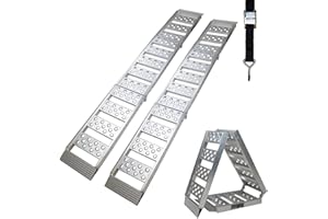 ‎TRUTZHOLM TRUTZHOLM 2 x Auffahrrampe 2-Fach klappbar 198cm Traglast 680 kg Alu geriffelt/gelocht grau Rampe Verladerampe, leichte Rampe mit hoher Traglast