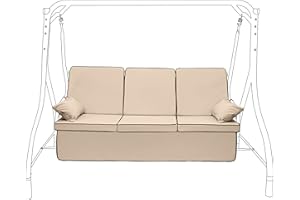 Gardenista Garden 3 Seater Swing Seat Cushion | Water Resistant Outdoor Hammock Replacement Bench Pad 168x56cm | Soft and Comfy Canopy Swing Seat Cushions with Back | Easy to Clean (Stone)