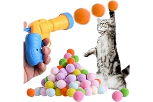 Aohcae Cat Toy Ball Launcher Set 100pcs Pom Pom Ball Launcher Cat Interactive Toys for Indoor Cats Plush Ball Launcher for Kittens Playing Toy