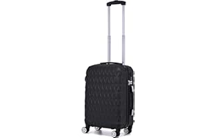 CMY Hard Shell Cabin Carry On Suitcase 55 cm 2.5 kg 35 litres 4 Wheels with Built in 3 Digit Combination Lock, Approved for Ryanair, easyJet, British Airways & More (Black)