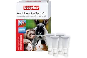 Beaphar - Anti-Parasite Spot-On - For Rabbits, Guinea Pigs, Ferrets, & Rats Weighing Over 300g - Kills Lice, Mice, Fleas, & Roundworms - Vet Strength Treatment - 4 Pipettes