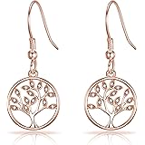 Philip Jones Rose Gold Plated Tree of Life Drop Earrings Created with Crystals from Zircondia®