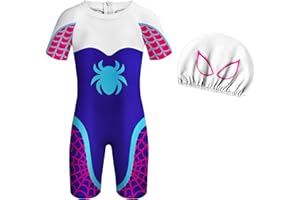 BERHANGO Ghost Spider Swimsuit Gwen Swimming Clothes Kids Spidey Cartoon Swimwear 2-10Y