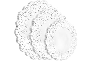 Yolev 150Pcs Round Paper Doilies, 3 Sizes White Doilies Lace Paper for Buffet Cake Fried Food Party Wedding Tableware Decoration (6.5 Inch 7.5 Inch 8.5 Inch)