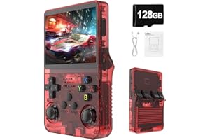 Syzplnwy R36S - Consola de juegos portátil retro con pantalla IPS de 3.5 pulgadas, batería de 3500 mAh, tarjeta TF de 128 GB, más de 20.000 juegos, sistema Linux de código abierto para adolescentes y