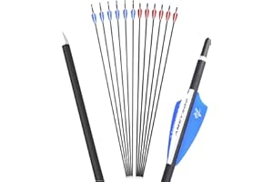 Poearcus Flecha de Tiro con Arco de Carbono Flecha de Tiro de 30-32 Pulgadas Flechas de práctica de Tiro al Blanco de 1000 Spine para Arco Compuesto/Arco Curvo 6/12pcs