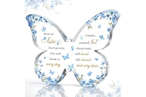CHERIGIFT Sympathy Gift, Acrylic Butterfly Memorial Plaque Bereavement Gift for Loss of Loved One, Sorry for Your Loss Gifts, Remembrance & Condolences Gifts, Perfect for Funerals and Mourning