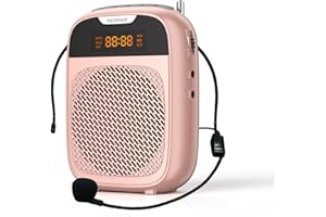 Norwii Mini Voice Amplifier Portable Rechargeable Bluetooth Speaker 4000mAh with Wired Microphone Headset PA System Personal Voice Amplifier for Teachers, Tour Guides, Meeting, Coaches (Rose Gold)