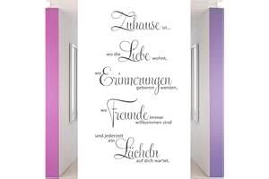 Grandora selbstklebend Wandtattoo Sprüche und Zitate Zuhause ist I schwarz 58 x 107 cm I Aufkleber Wandtattoos Sprüche für Flur Wohnzimmer Modern Wandsticker Wandaufkleber W1124