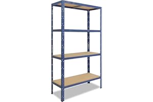 shelfplaza® 180x90x30cm HOME Scaffale metallo per carichi pesanti blu con 4 ripiani con 175kg capacità di carico/Scaffali in metallo per garage come scaffali per ripostiglio o officina