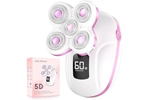 UYTHUMIDID Electric Razors for Women, Rechargeable Rotary Painless Shaver for Legs Bikini Facial Hair Removal, Body Wet/Dry Razor Water Resistant Grooming Kit, Cordless Womens Trimmer for Grooming (Pink)