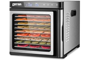 OSTBA Déshydrateur Alimentaire, 9 Plateaux en Acier Inoxydable pour la Viande, les Herbes, les Légumes et les Fruits, Livre d