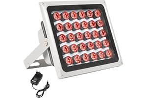 LONNKY Visione Notturna Infrarossa 100M, 30 LED 850nm, Luce Infrarossa per telecamere di sicurezza, Accensione e spegnimento automatici, Custodia in metallo per interni ed esterni