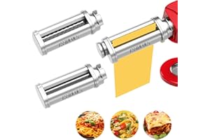 Assiduous Nudelaufsatz für Bosch Standmixer, 3 Stück Pasta Roller für Bosch Nudelaufsatz Set, inklusive Nudelblattwalze Spaghettischneider und Fettuccinischneider