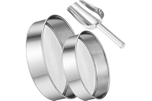 Juliyeh Lot de 2 passoires à Farine avec Une cuillère à Farine Fine en Acier Inoxydable argenté Netto Tamis à Farine Tamis à pâtisserie en Forme de Poudre 40 Mailles (15 cm + 20 cm)