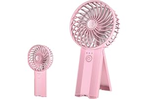 Wastou Ventilatore Portatile, Mini Ventilatore Silenzioso Ricaricabile Tramite USB, Piccolo Ventilatore Personale a 4 Velocità, Ventilatore da Tavolo a Batteria per Viaggi in Ufficio All'aperto (Pink)