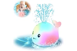 AURUZA Baby Bath Toys,Spray Swimming Pool Toy,Baby Light Up Bath Tub Toys,Waterproof Design Fun Bath Toys,Smooth Body Safety,Baby Toys for 0-6 Months,1,2,3,5 Years(White) (WJ01176-05)