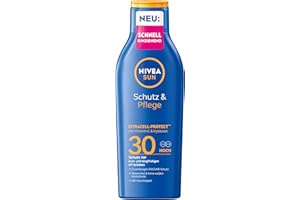 ‎NIVEA SUN NIVEA SUN Schutz & Pflege Sonnenlotion LSF 30, wasserfester Sonnenschutz mit Vitamin C & Hyaluron, schnell einziehende Sonnencreme für 48h Feuchtigkeit ohne weißen Film (200 ml)