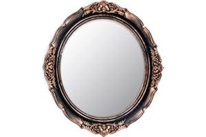 Eaoundm Dekoracyjne lustro ścienne, wiszące lustra w stylu vintage, do sypialni, salonu, komody, dekoracja, owalne, vintage, złote