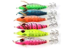 SXSHUN 6/10/26pcs Ensemble de Lumineuse Turlutte Leurres de Pêche Crevette Squid Jig Appât Set Leurre de Calamar des Pieuvre Seiches