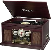 Mersoco 10 in 1 Bluetooth Turntable, 3 Speeds (33, 45, 78 RPM), Vinyl Player with CD, Cassette, FM Radio, Bluetooth Input/Out