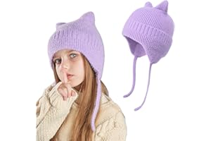 AYPOW Carino Orecchie di Gatto Caldo Berretto a Maglia per Bambini 3 ai 12 Anni, Invernale Copriorecchie Cappello, Morbido Delicato sulla Pelle Antivento Elastici Cappelli Beanie per Ragazzi Ragazze