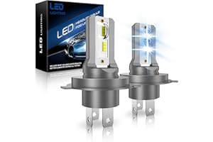 PPYYEMU Lampadina H4 LED Per Auto, 60W 28000LM 6500K Bianco 600% Luminosità, Kit di Conversione Lampadine Abbaglianti/Anabbaglianti, Per Auto e Moto a 12V, 2 Pezzi