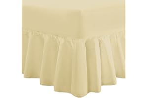 NIMSAY HOME Deluxe Luxury Soft 100% Egyptian Cotton Plain Dyed 200 Thread Count Frilled Fitted Valance Bed Sheet - Super King - Soft Gold